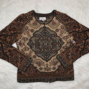 Peruvian Connection Brown Zip Up 100% Alpaca